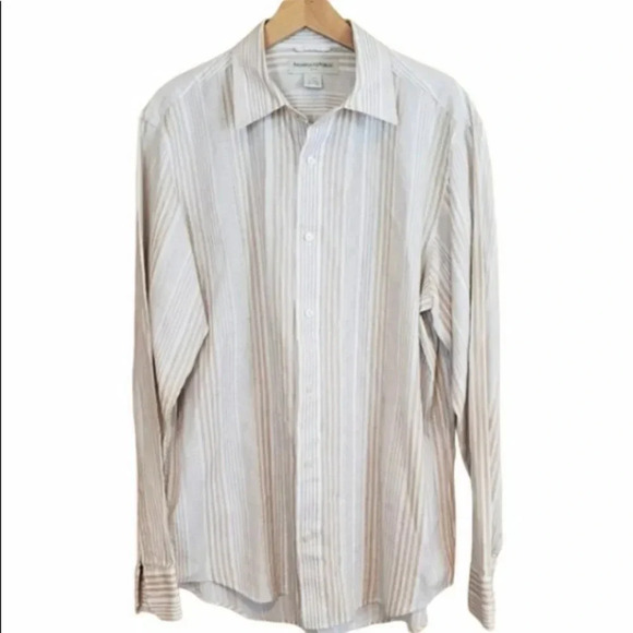 Banana Republic‎ L men’s tan linen cotton blend casual button down shirt - Picture 1 of 5